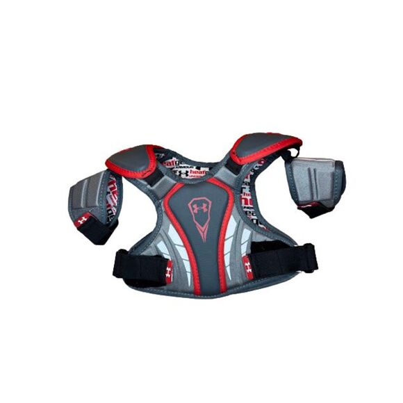 under Armour lacrosse xs extra small chest pads youth sports grey red black - Picture 1 of 11